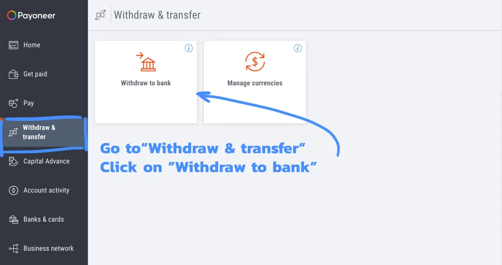 How to withdraw money from Payoneer 1